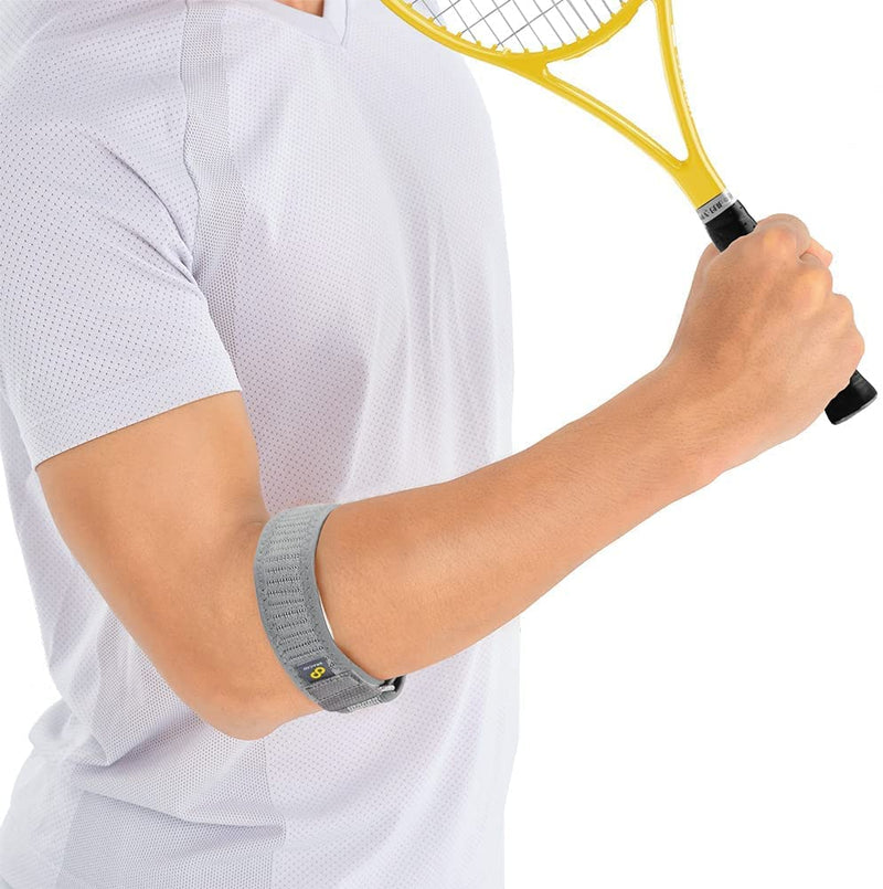 [Australia] - Bracoo Tennis-Golfer Elbow Strap, Quality Compression EVA Pad for Tendonitis, Muscle Strain Relief, EP40, One Size,Gray 