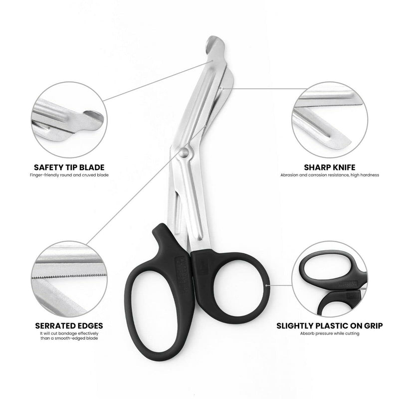 [Australia] - Utility Bandage Fire Rescue Tuff Cut Scissor First Aid Nurse Paramedic Trauma Shears First Aid Medical Scissors CE (Black 5.5) Black 5.5 