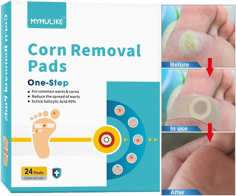 [Australia] - MYMULIKE 24 Count Corn Pads, Corn Plasters, Corn Cushions,15Pcs Soft Latex Foam Self Adhesive Callus Pads Corn Removal Anti Friction Reduce Foot and Heel Pain 