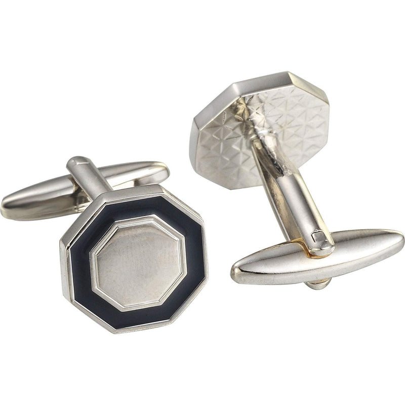 [Australia] - KissTies Cufflinks For Men Mens Classic Cuff Links + Gift Box Black Octagon 