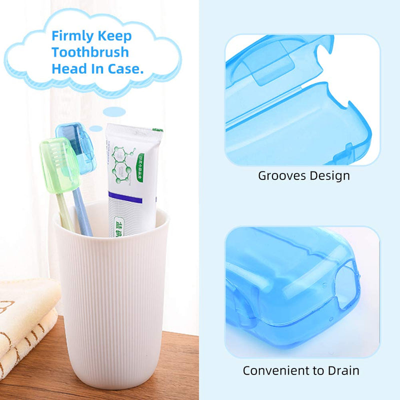 [Australia] - 5 Pieces Toothbrush Cover, Travel Portable Toothbrush Head Covers Case Holder Clip Blue/Pink/Yellow/Green/Clear Toothbrush Cover Set, Anti-Dust PP Toothbrush Protector Cap for Camping Family School 