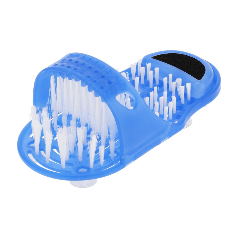 [Australia] - Garosa Shower Foot Scrubber Shoe 1 Pair of Foot Cleaning Brushes Plastic Exfoliating Foot Massager Cleaner Bath Shoes with Suction Cup Blue,Bath Supplies 