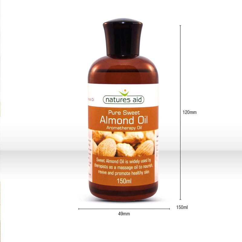 [Australia] - Natures Aid Almond Oil, Pure, Sweet Almond Oil, Massage Oil, Suited to Dry, Sensitive Skin, 150 ml (Pack of 1) 