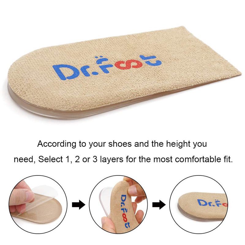 [Australia] - Dr. Foot's Adjustable Orthopedic Heel Lift Inserts, Height Increase Insole for Leg Length Discrepancies, Heel Spurs, Heel Pain, Sports Injuries, and Achilles tendonitis (Beige, 2 Layers) Beige 2 Layers: Small-Women's 4.5-9.5|Men's 6-8.5 