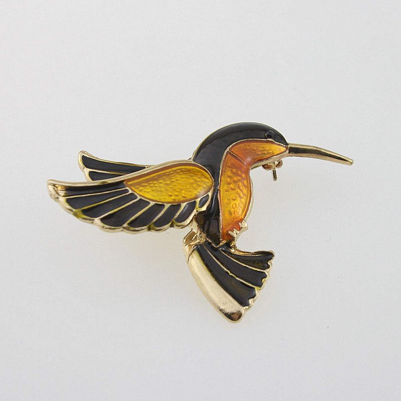[Australia] - MIXIA Rhinestone Colorful Enamel Hummingbird Bird Brooch Animal Brooches Pin for Wedding Women Decoration Wild Animal Jewelry Gold 