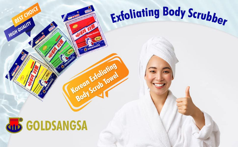 [Australia] - Asian Exfoliating Bath Washcloth - Red - Green GOLDSANGSA, 8 Count (Pack of 1) 8 Count (Pack of 1) 