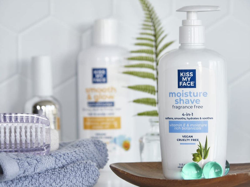 [Australia] - Kiss My Face Fragrance Free Moisture Shave, 4 In 1 Shaving Cream, Cruelty Free And Vegan, With Added Olive Oil And Aloe Leaf Extract, Vitamin E Rich, 11 fl Oz Pump Bottle 11 Fl Oz (Pack of 1) 