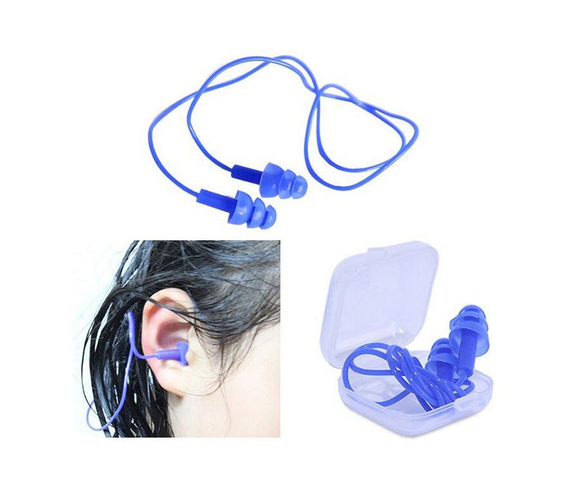 [Australia] - UPSTORE 5Pairs Gel Cord String Ear Plugs with Packing Case Soft Flexible Silicone Anti-Noise Waterproof Earplugs Swimmer Swimwear Swimmig Ear Protector for Adults Children Sleeping Swim (Blue) Blue 