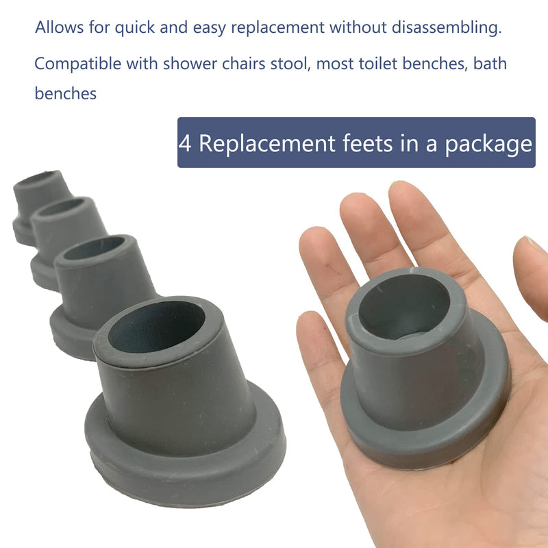 [Australia] - HXCH Replacement Feet for Bath Chair, Shower Toilet Seat Stools & Transfer Bench Anti-Slip Angled Cap for Disable Elderly, 1 I.D, 4 Pcs, Grey, 18*16*3cm 
