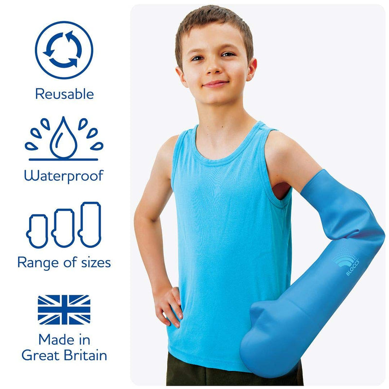 [Australia] - Bloccs Waterproof Cover for Plaster Cast Arm, Swim, Shower & Bathe. Watertight Protector - #CFA73-L - Child Full Arm (Large) L Single 