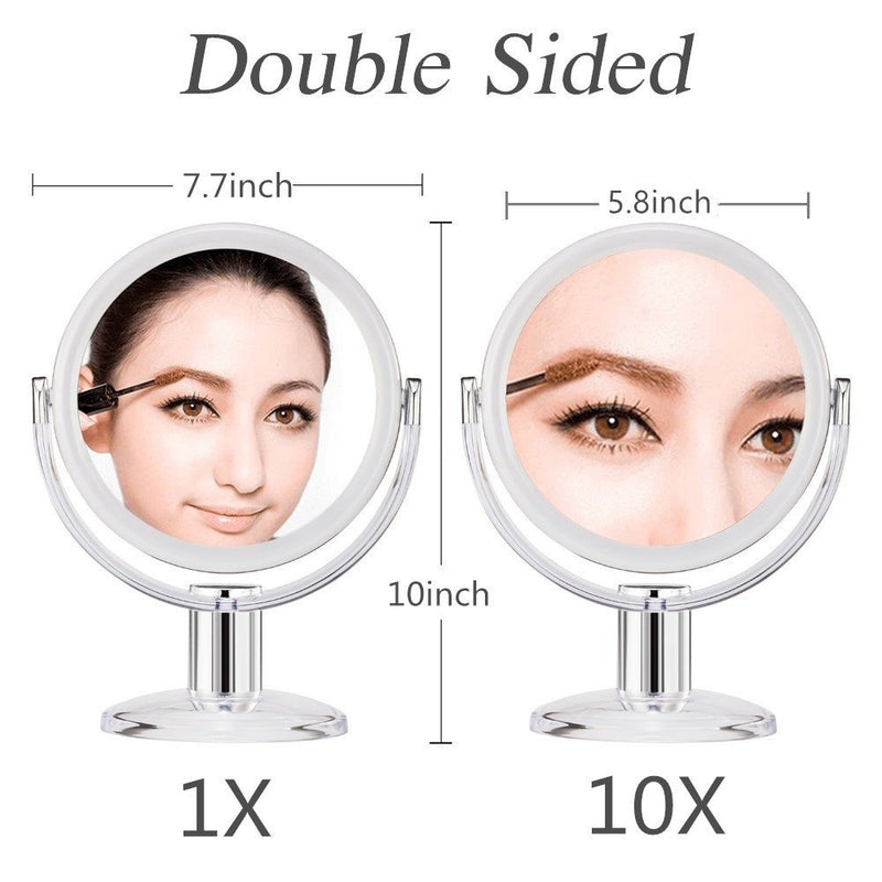 [Australia] - Gotofine Double Sided Magnifying Makeup Mirror, 1X & 10X Magnification with 360 Degree Rotation- Clear & Transparent 