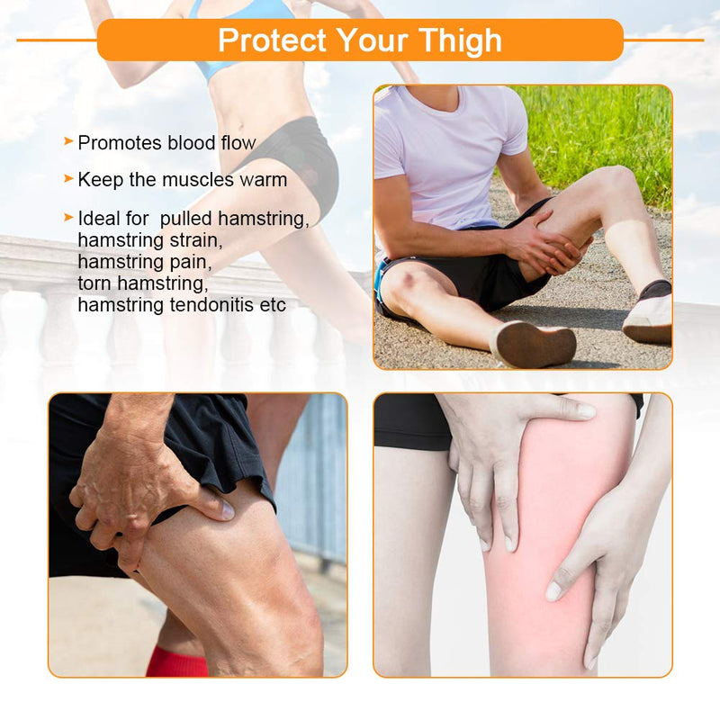 [Australia] - Thigh Support Brace, Hamstring Wrap Compression Sleeve with Anti-Slip Strip Support Thigh Quad Sprains, Tendonitis, Strains, Pulled Muscle Injury Rehab and Recovery, Fits Men and Women (Black) 