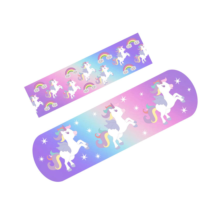 [Australia] - UK Phoenix 75 Pieces Unicorn & Rainbow Kids Plaster 2 Assorted Sizes Wash Proof Cute Bright First Aid Children Education Plasters 75 Count (Pack of 1) 