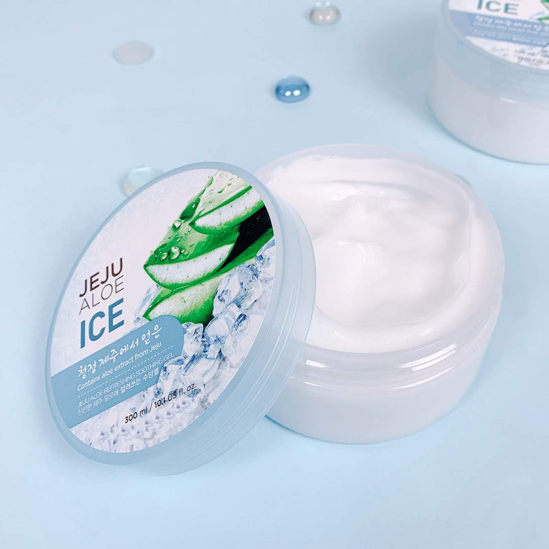 [Australia] - SoltreeBundle Korean Jeju Aloe Vera Ice Refreshing Soothing Moisturizing Gel 300ml / 10.15oz with SoltreeBundle Oil blotting Paper 50pcs 