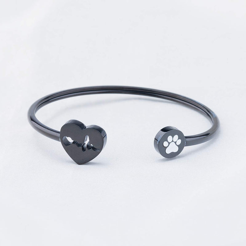 [Australia] - WUSUANED Heart Beat Dog Paw Necklace Bracelet Vet Tech Jewelry Gift for Veterinarian Nurse Vet Students vet bracelet black 