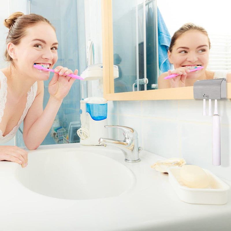 [Australia] - ANNGY Toothbrush Holder, 304 Stainless Steel Dustproof Wall Mounted Self Adhesive Toothbrush Storage Organizer Stand Rack (9cm(4 Brush Slots)) 9cm(4 Brush Slots) 