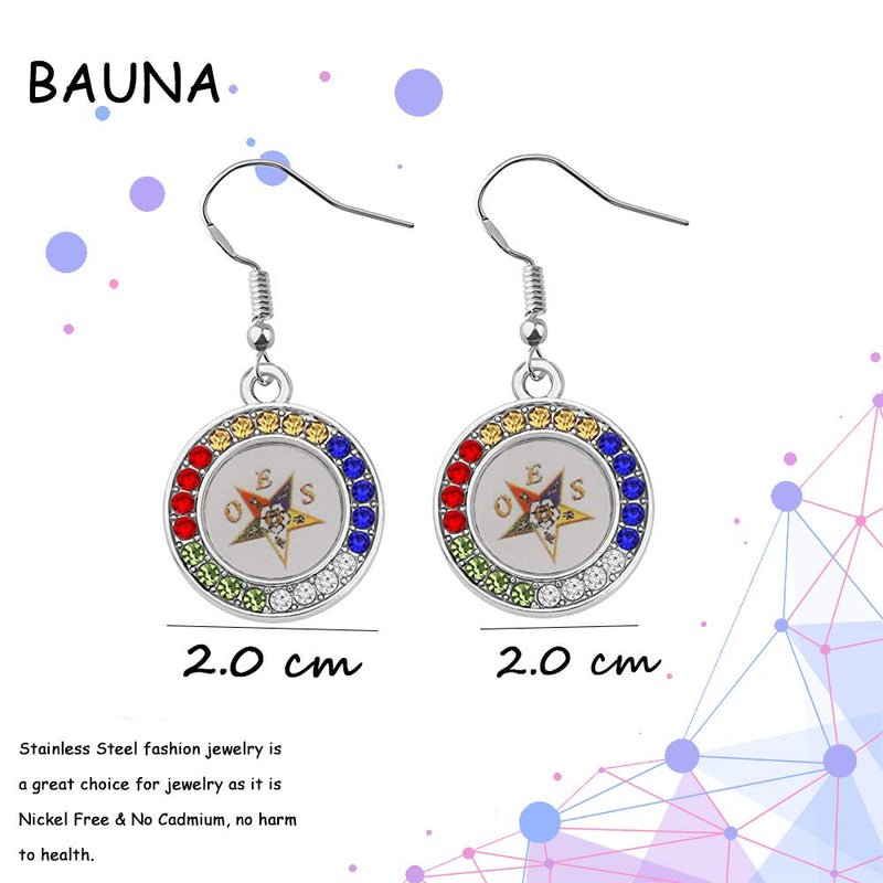 [Australia] - BAUNA Order of The Eastern Star Necklace OES Symbol Jewelry OES Sorority Gift for Women Girls Order of The Eastern Star Earring 