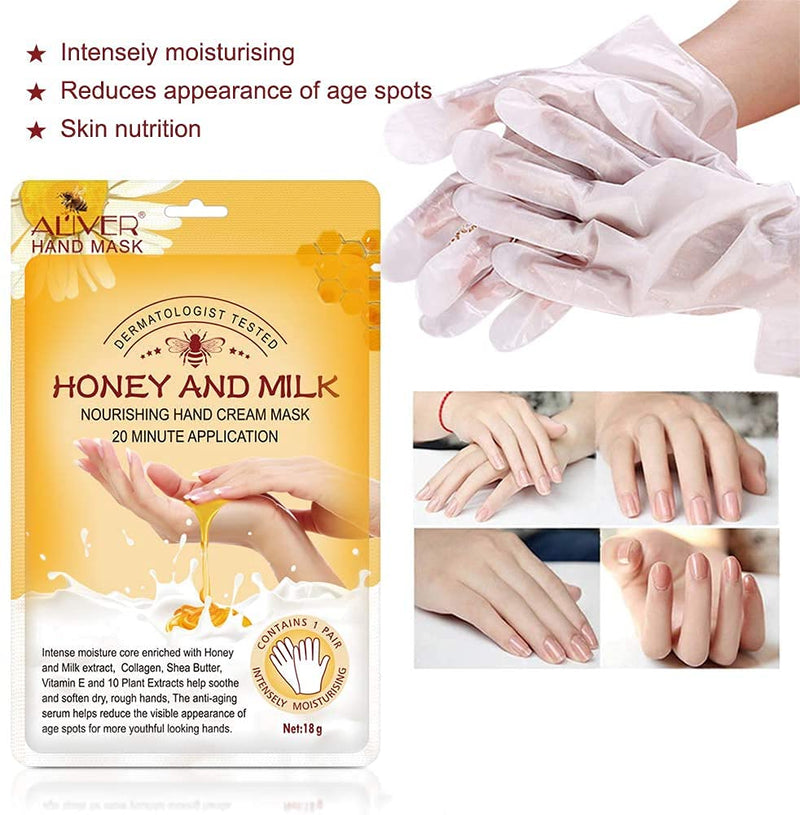 [Australia] - Hand Moisturizing Mask, Honey and Milk Moisturizing Gloves Nourishing Soften Hand Care for Dry Crack Hands Mask Hydrating Exfoliating Nourish Skin for Women & Men (3 Pairs) 1 Pair (Pack of 3) 