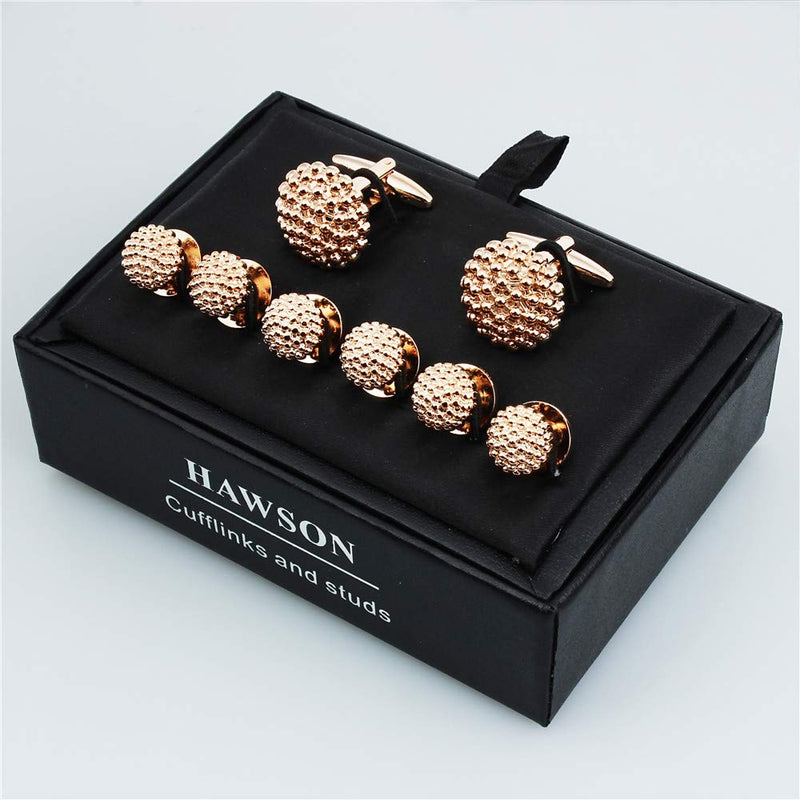 [Australia] - HAWSON Knot Cufflinks Tuxedo Studs Set for Men ROSE GOLD TONE 