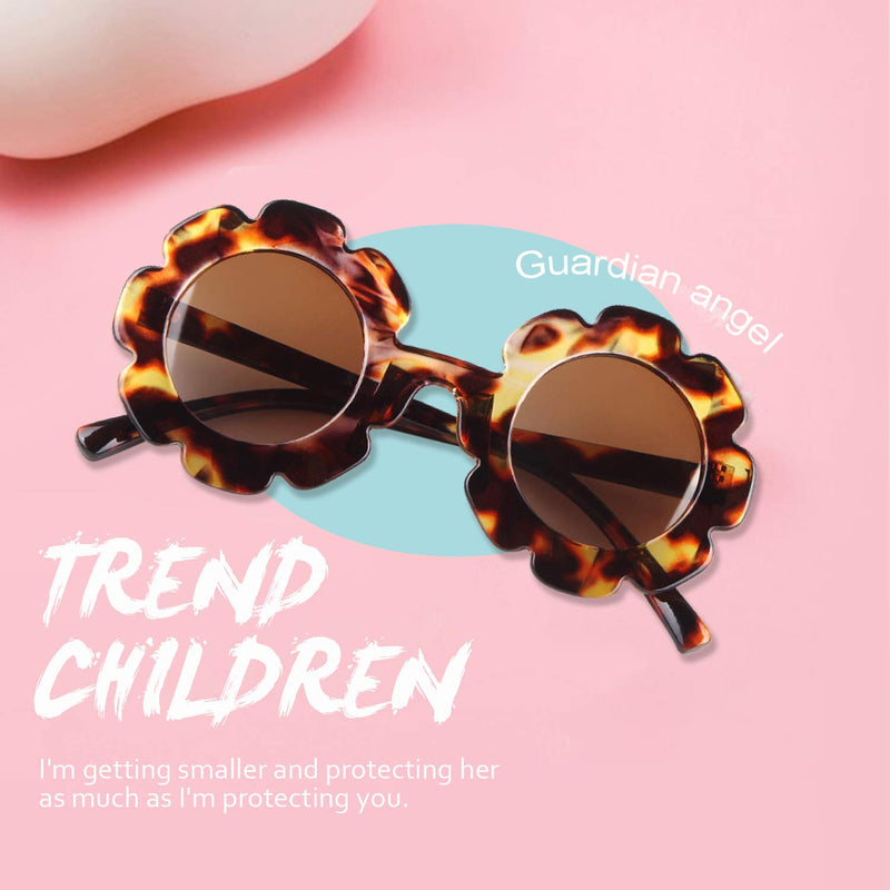[Australia] - Sunglasses for Kids Round Flower Cute Glasses UV 400 Protection Children Girl Boy Gifts Turquoise 