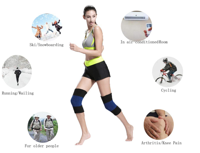 [Australia] - Adutls Teens Thicken Thermal Knee Braces Leg Warmers Winter Stretchy Soft Warm Knee Pads Leg Sleeves Support Protector for Ski Riding Hiking Camping Arthritis Blue&black 