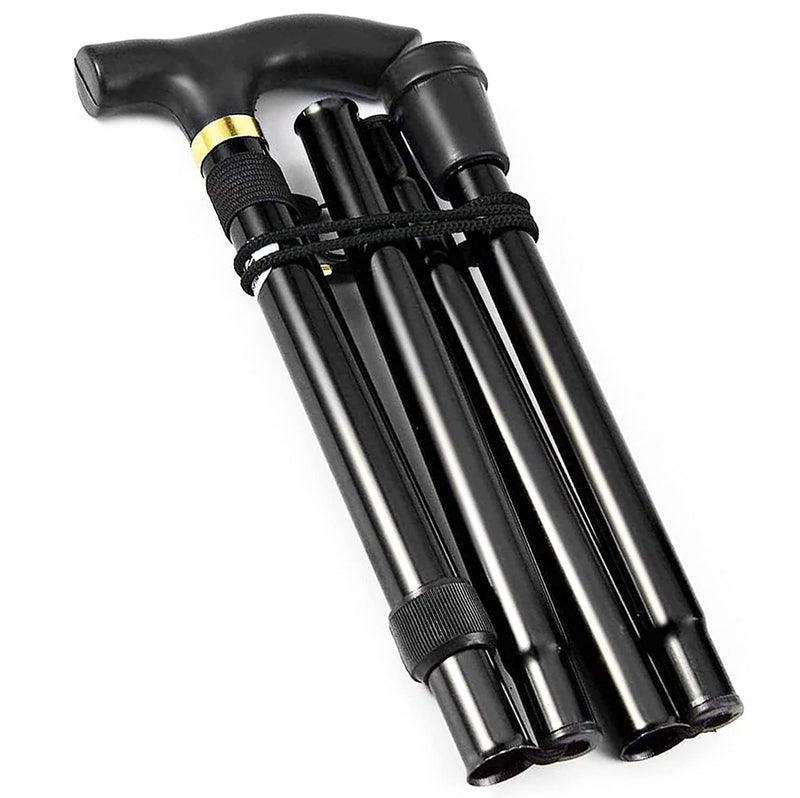[Australia] - Walking Stick Easy Adjustable Height Folding Extendable Walking Cane Walking Aid Mobility Aid Collapsible Walking Stick Lightweight Flexible And Durable Walking Stick HTUK® Black 