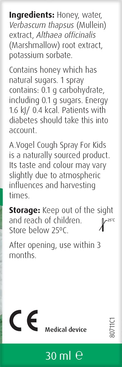 [Australia] - A.Vogel Cough Spray for Kids | for Dry Tickly Coughs | Helps Reduce Irritation | Suitable for Children from The Age of 4 | 150 Sprays | 30ml 