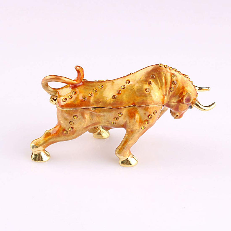 [Australia] - Hophen Golden Bull Cattle Ox Trinket Box Animal Figurine Collectible Jewelry Box Ring Holder Decorative Crafts (Ready Ox) Ready Ox 