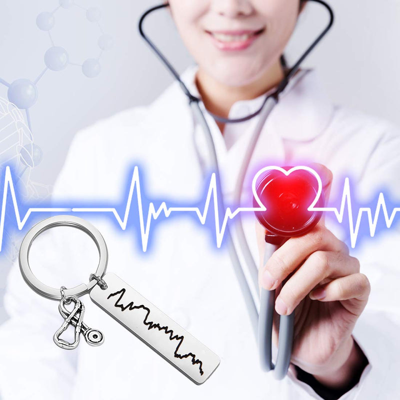 [Australia] - CHOROY Heartbeat Keychain Gift for Nurse Doctor EKG Keychain Stethoscope Charm Jewelry RN LPN Gift Medical Student Gift 