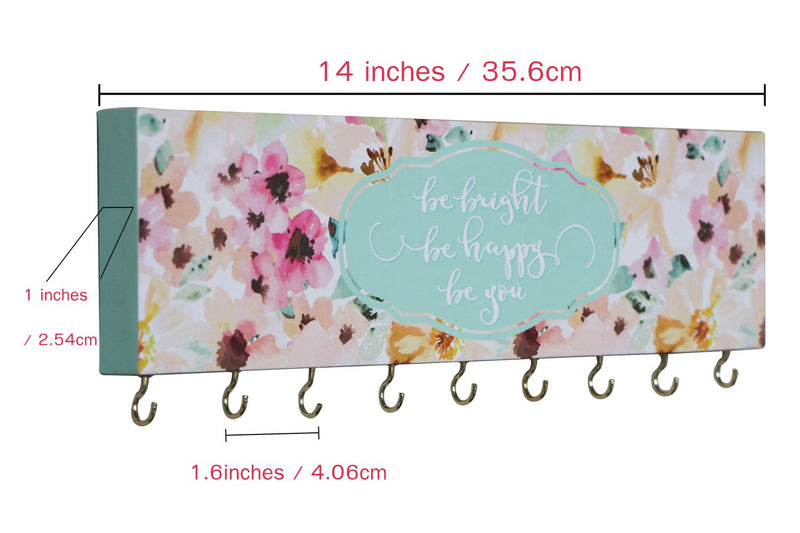 [Australia] - SANY DAYO HOME Jewelry Organizer Wall Mounted Modern Wooden Holder with 9 Hooks and Inspiring Saying for Necklaces, Rings, Earrings, Bracelets and Watches - Be Bright Be Happy Be You 