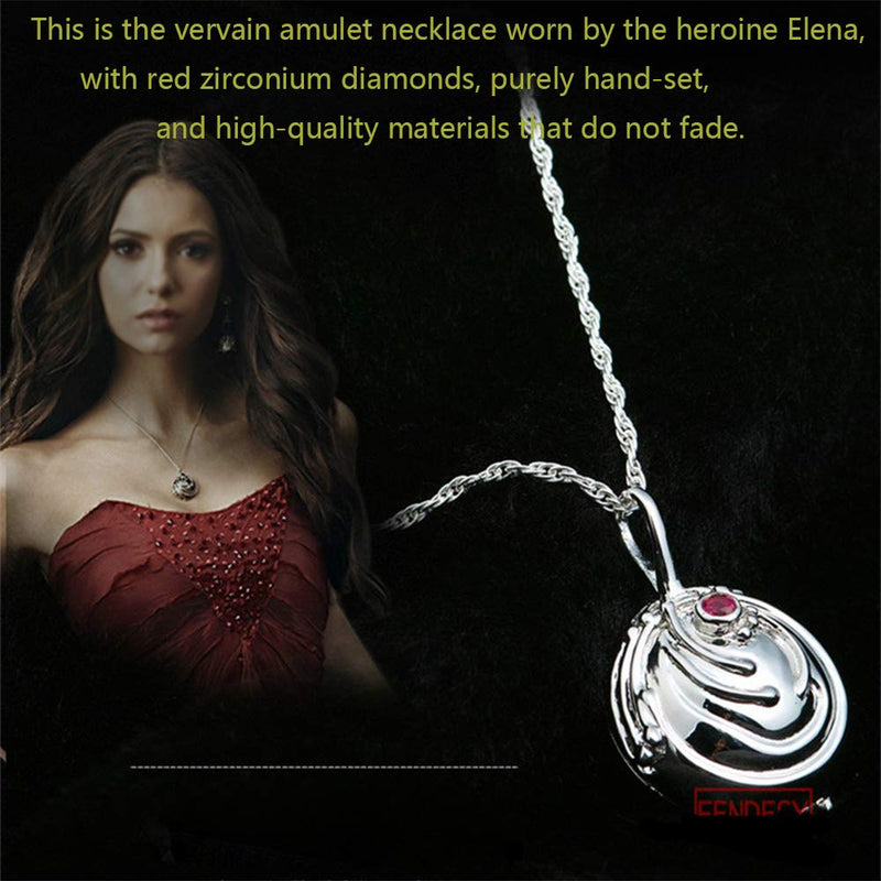 [Australia] - The Vampire Diaries Daywalking Katherine Sapphire Crystal Pendant Necklaces Ring Elena Verbena Opening Charm Necklace Movie Jewelry Set Cosplay For Fans 4pcs set 