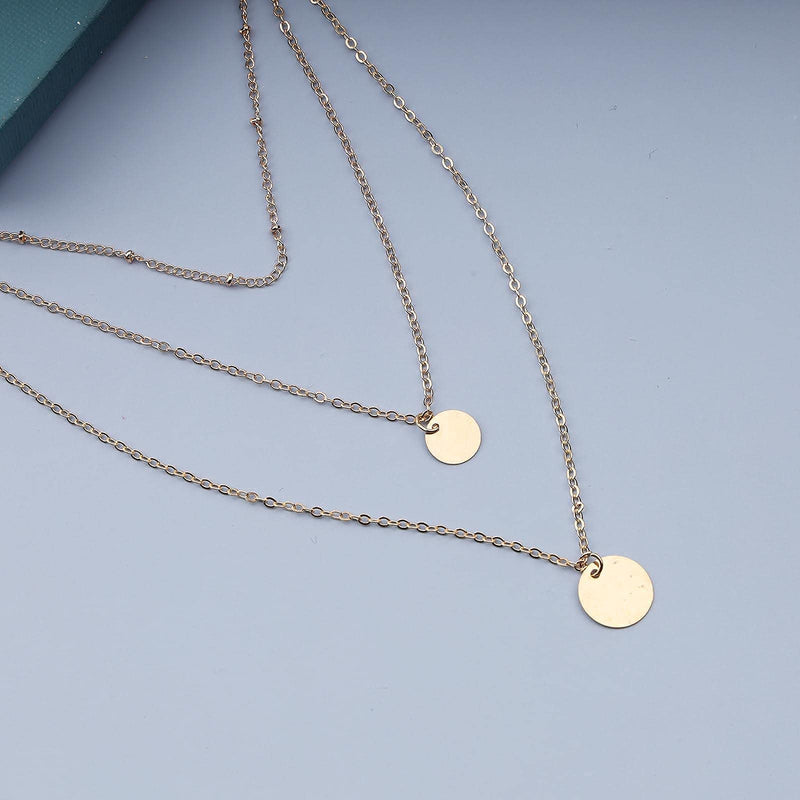 [Australia] - Yheakne Boho Coin Disc Pendant Necklace Gold Vintage Layered Necklace Chain Bohemia Coin Necklaces for Women and Girls Bridesmaid Gifts 