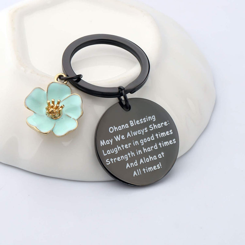 [Australia] - FUSTMW Ohana Keychain Blessing Gifts Hibiscus Charm Keychain Hawaiian Ohana Jewelry Gift for Family Black 