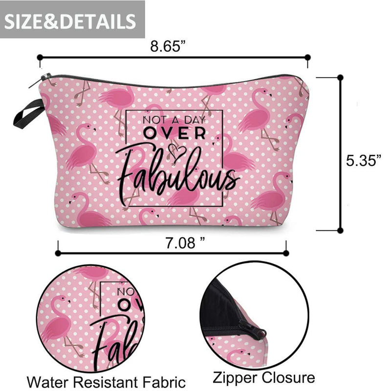 [Australia] - Not A Day Over Fabulous Makeup Bag - Birthday Gifts for Women - Funny Birthday Gift Ideas for Her,Friends, Coworkers, Her, Wife, Mom, Daughter, Sister, Aunt Pink-Flamingo 