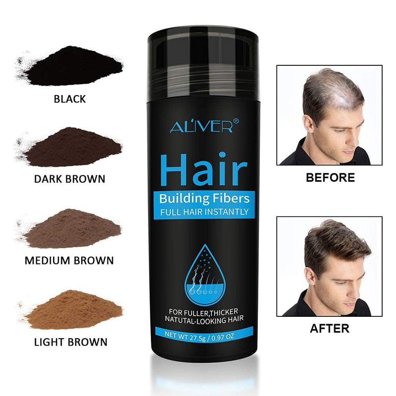 [Australia] - Professional Quality Fiber Hair Powder Spray, Hair Building Fibres Hair Loss Concealer for Thinning Hair for Women and Men Best Hair Thickening Products (Black) Black 