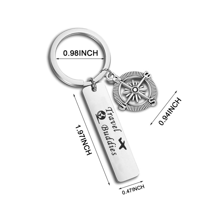 [Australia] - WUSUANED Travel Buddies Compass Keychain Travel Gift for Travel Friends Wanderlust Travel Lovers Travel buddies keychain set 