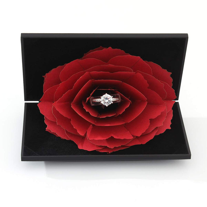 [Australia] - Wislist Creative Ring Box Small Ring case for Proposal Engagement Wedding Ceremony Birthday Gift Jewelry Display Presentation Storage Chest Holder Organizer (Black) Black 
