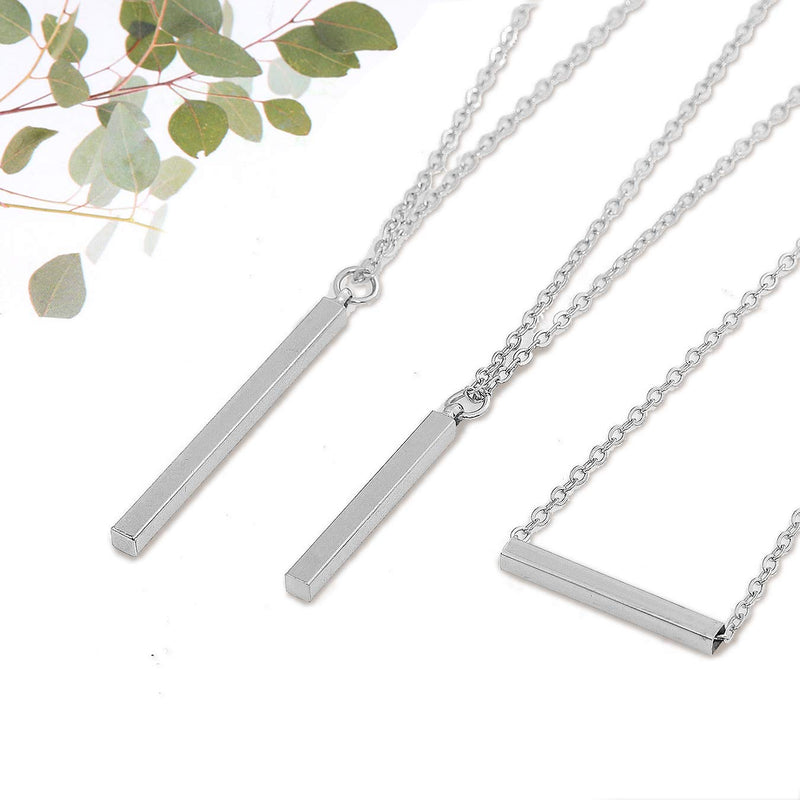 [Australia] - CEALXHENY Layered Chain Necklaces for Women Girls Boho Vertical Bar Pendant Necklace Set Minimalist Y Necklaces for Beach Parties Summer Jewelry Set C Silver 