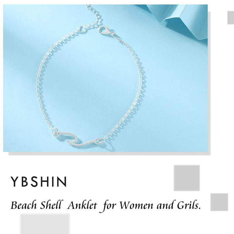 [Australia] - YBSHIN Boho Anklet Geometric Ankle Bracelet Chain Foot Jewelry for Women and Girls (Silver) Silver 