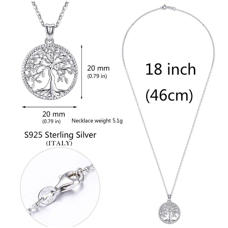 [Australia] - Aniu Silver Necklace for Women Girls, Family Tree of Life Sterling Silver Pendant with Fine Jewelry Gift Box, 18 Inches Chain for Wife Mom Grandma Girlfriend 