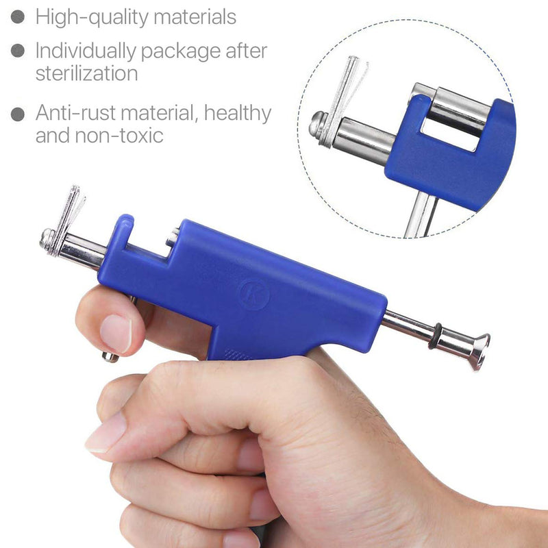 [Australia] - Stainless Steel Body Piercing Tool Kit Professional Ear Nose Navel Piercing Machine with 98 Pcs Ears Studs Tools Earring Stoppers 
