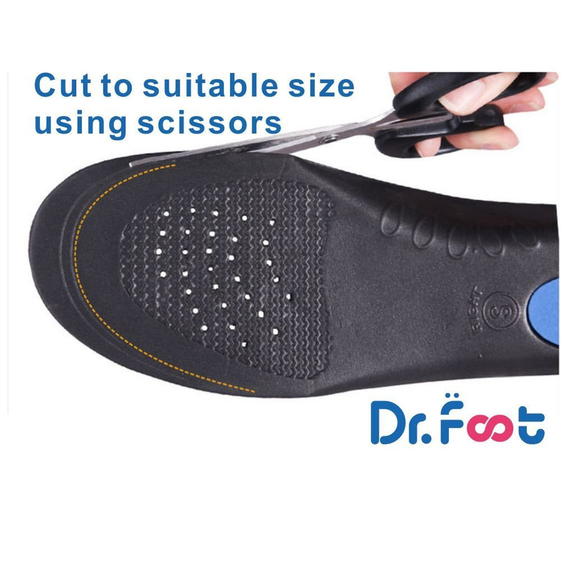 [Australia] - Dr.Foot Full Orthotics Shoe Insoles - Arch Support Inserts Correct Flat Feet, Over-Pronation, Fallen Arch (S - W6.5-8 | M5.5-7) S - Women's 6.5-8 | Men's 5.5-7 Blue&black 
