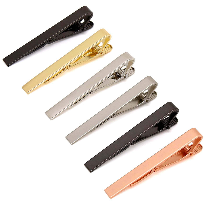 [Australia] - Tie Clips for Men 6 PCs, Elegant Metal Necktie Tie Bar Pinch Clasp for Wedding Anniversary, Business, Meeting and Daily Life. 