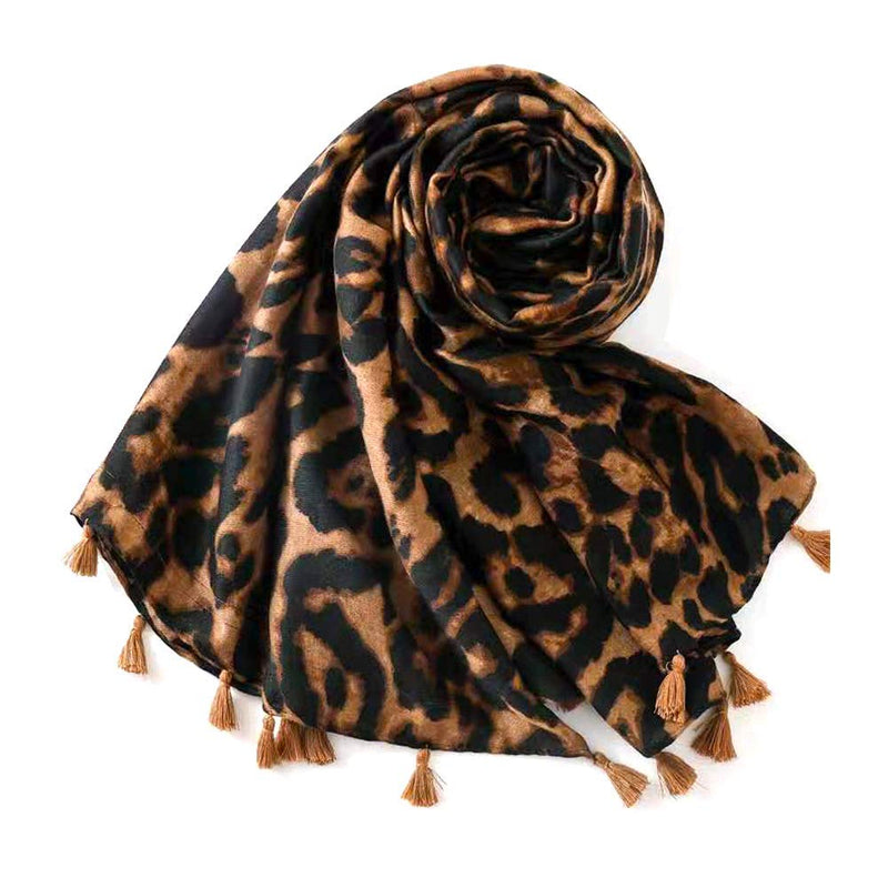 [Australia] - Micoop Women's Chic Leopard Pattern Scarf Long Large Animal Print Shawl Wrap Brown 