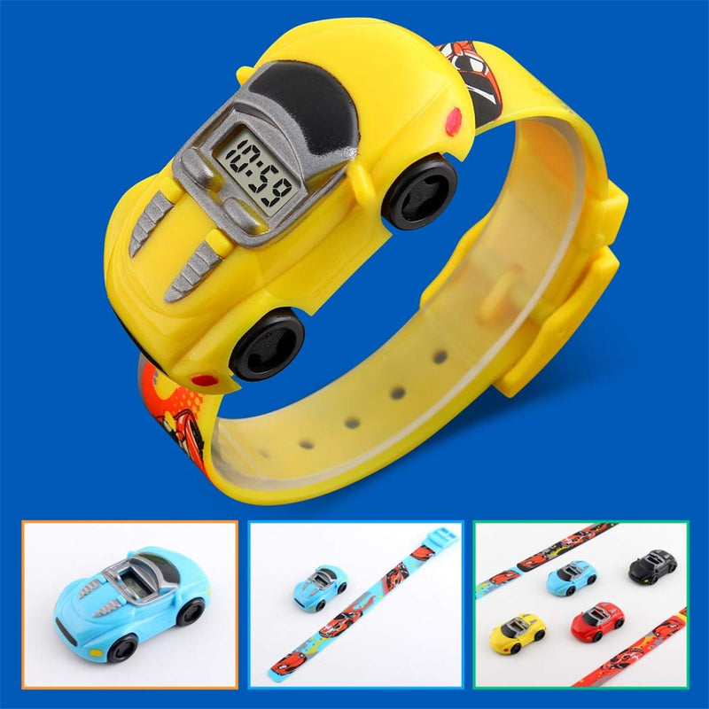[Australia] - FeiWen Children's Outdoor Sports Watch for Boy Plastic Case and Rubber Band LED Electronic Digital Cartoon Wrist Watches Yellow 