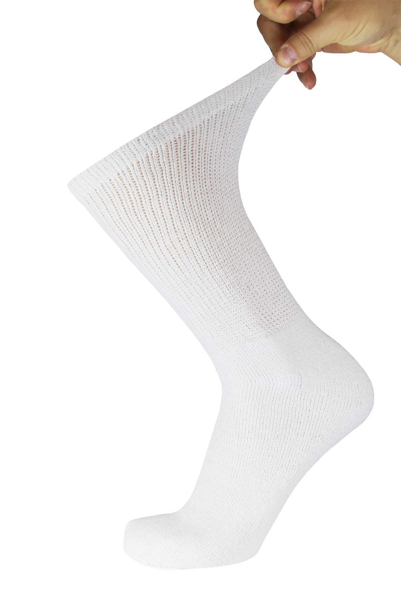 [Australia] - Big and Tall - 6 pairs of Diabetic Cotton Neuropathy Crew Socks, King Size Mens Athletic Crew Socks (13-16, White) 