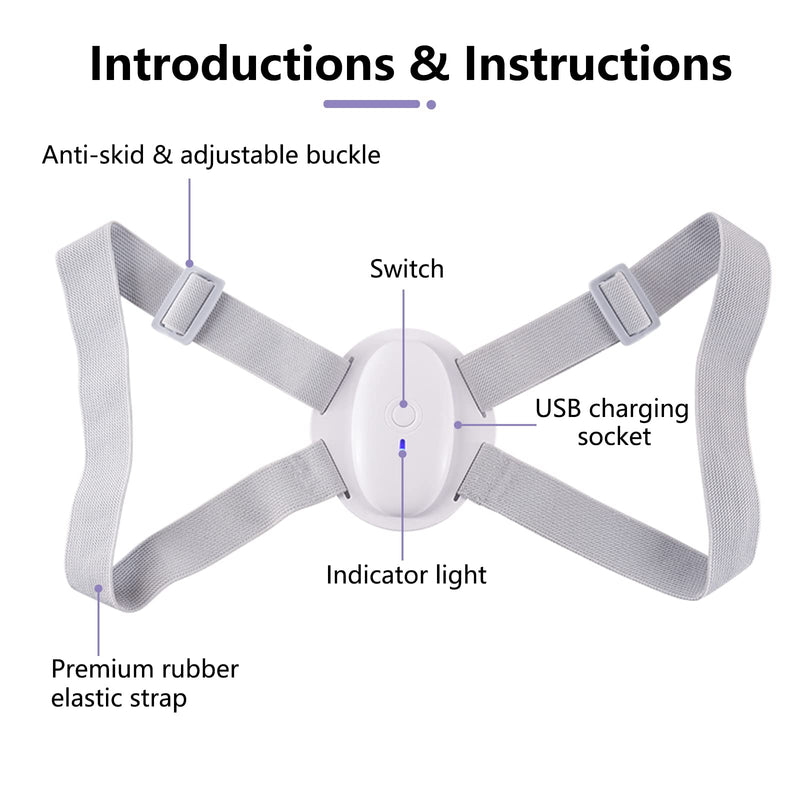 [Australia] - Smart Posture Corrector, Upper Back Brace with Vibration Intelligent Posture Reminder, Posture Trainer for Women/Kids/Men, Prevent Humpback, Help to Keep Right Posture to Develop a Good Habit (Gray) 