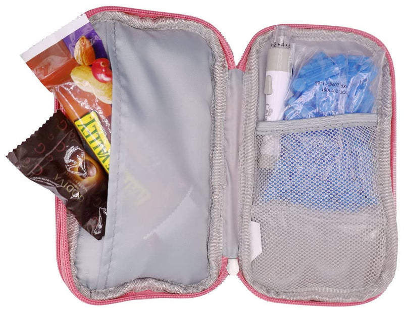 [Australia] - Premium Carrying Zipper Bag (Travel Case/Storage Bag) for Diabetes Testing Kit (Pink) Pink 