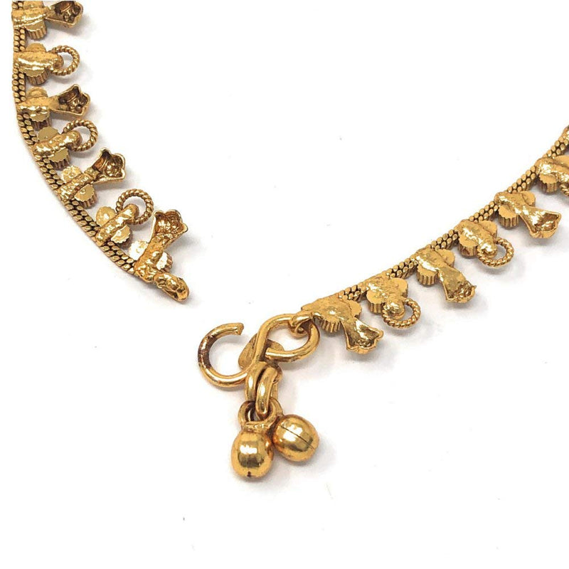 [Australia] - Pakistani Indian Gold Plated Bridal Ethnic Payal Anklet Pair in Cubic Zircon Gift For Her 