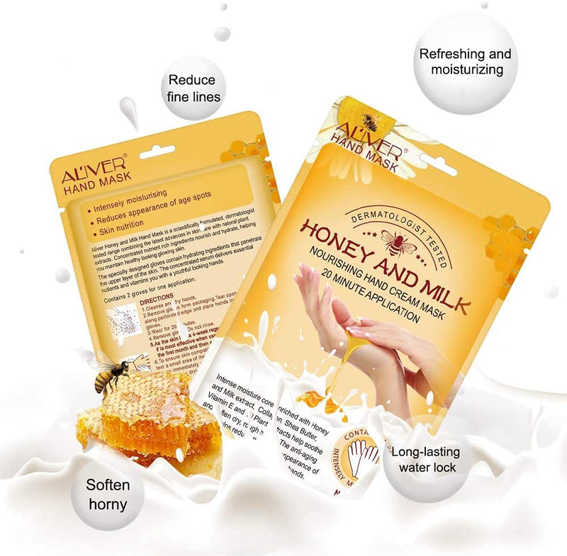 [Australia] - Hand Moisturizing Mask, Honey and Milk Moisturizing Gloves Nourishing Soften Hand Care for Dry Crack Hands Mask Hydrating Exfoliating Nourish Skin for Women & Men (3 Pairs) 1 Pair (Pack of 3) 